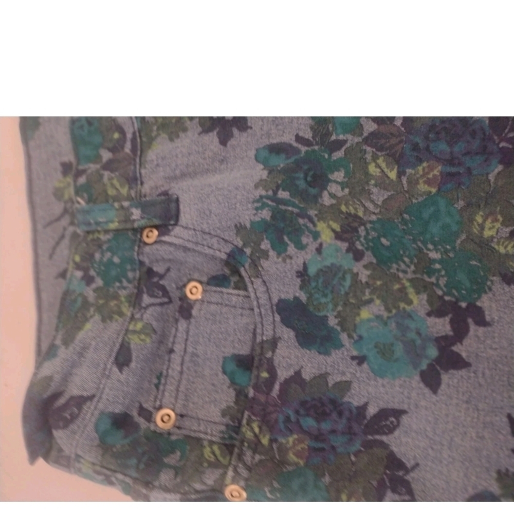 Diane Gilman 12P X 26.5" Women’s Blue Green Floral Print Stretch Jeans - Picture 6 of 16